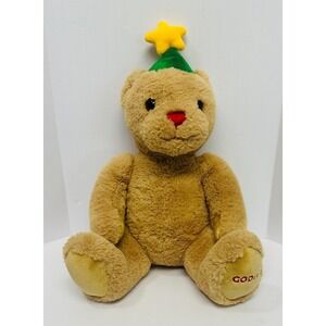 Godiva Belgium Chocolate Holiday Teddy Bear w Tree & Star Hat 12" Stuffed Plush